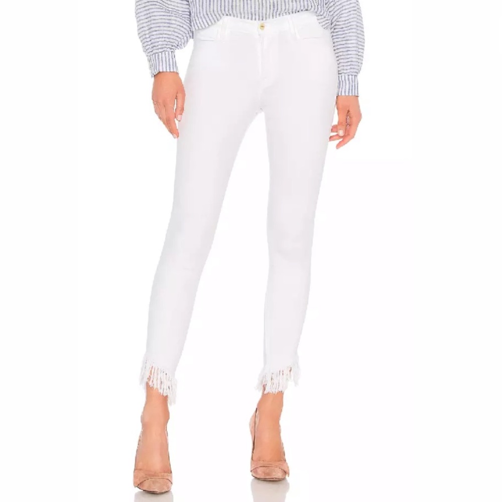 NWT FRAME Le High Skinny Jeans w/ Shredded Hem 26